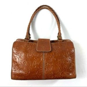 Patricia Nash Brown Leather Floral Hand Bag